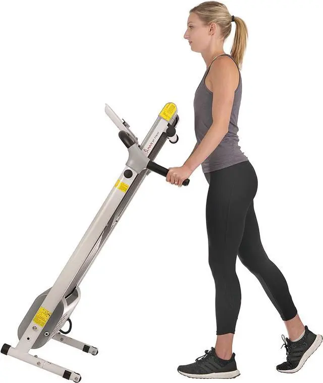 Alt view image 7 of 7 - Sunny Health & Fitness Smart Foldable Exercise Running Walking Treadmill, Easy Assembly, LCD Performance Monitor, Device Holder, Optional SunnyFit® App Enhanced Connectivity