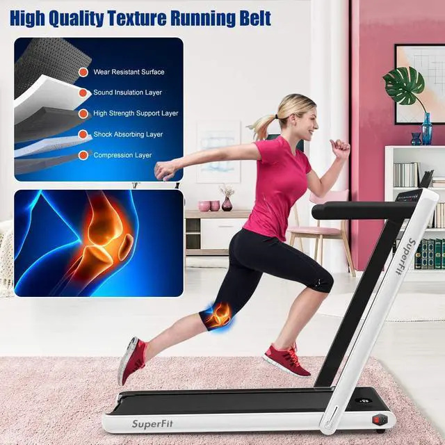 Alt view image 6 of 7 - GYMAX Walking Pad, 2.25HP Dual Display Foldable Treadmill for Home with Remote/Smart App Control, Portable Compact Treadmill for Office Under Desk, Folding Running Machine for Small Spaces