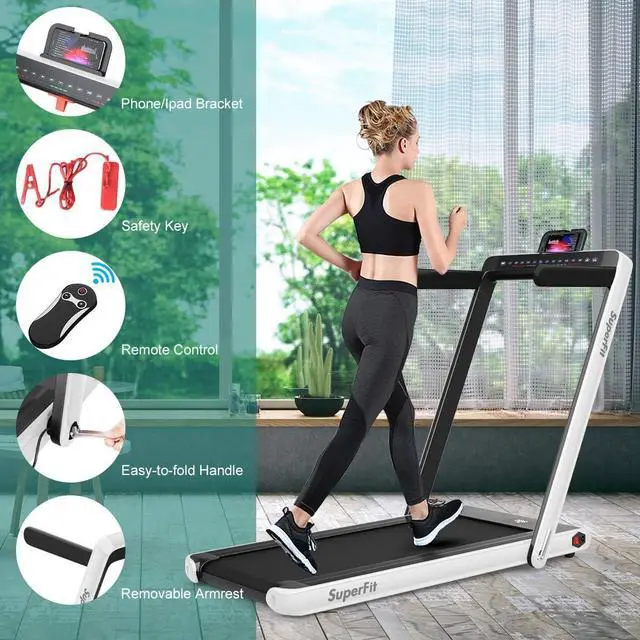 Alt view image 5 of 7 - GYMAX Walking Pad, 2.25HP Dual Display Foldable Treadmill for Home with Remote/Smart App Control, Portable Compact Treadmill for Office Under Desk, Folding Running Machine for Small Spaces
