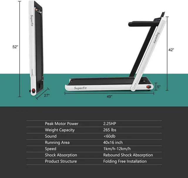 Alt view image 7 of 7 - GYMAX Walking Pad, 2.25HP Dual Display Foldable Treadmill for Home with Remote/Smart App Control, Portable Compact Treadmill for Office Under Desk, Folding Running Machine for Small Spaces