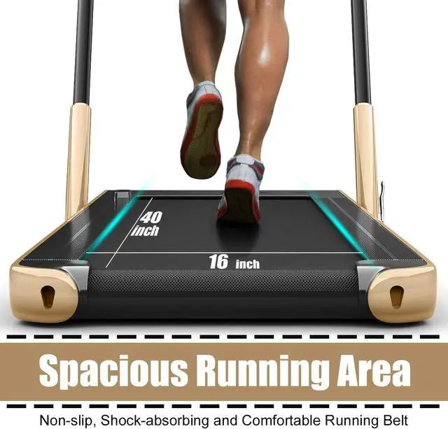 Alt view image 3 of 7 - GYMAX Walking Pad, 2 in 1 Free Installation Under Desk Treadmill with Smart App, Remote Control & LED Display, 2.25HP Foldable Portable Compact Running Machine for Small Spaces Home Office