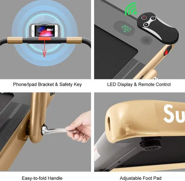 Alt view image 4 of 7 - GYMAX Walking Pad, 2 in 1 Free Installation Under Desk Treadmill with Smart App, Remote Control & LED Display, 2.25HP Foldable Portable Compact Running Machine for Small Spaces Home Office