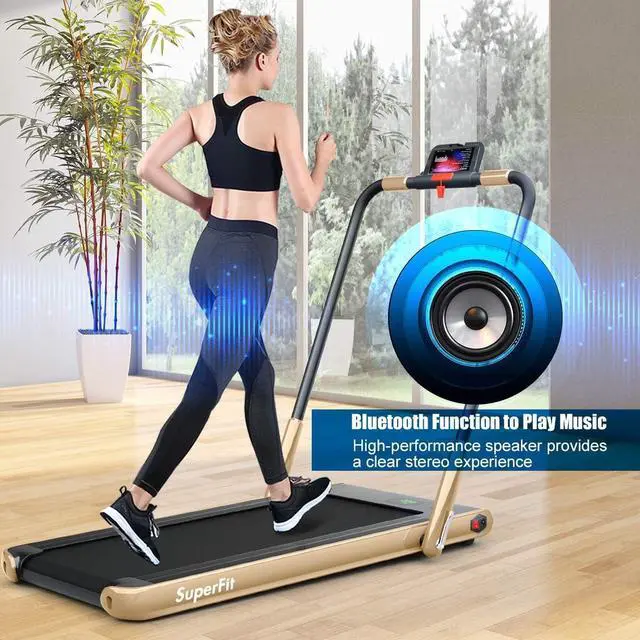 Alt view image 7 of 7 - GYMAX Walking Pad, 2 in 1 Free Installation Under Desk Treadmill with Smart App, Remote Control & LED Display, 2.25HP Foldable Portable Compact Running Machine for Small Spaces Home Office