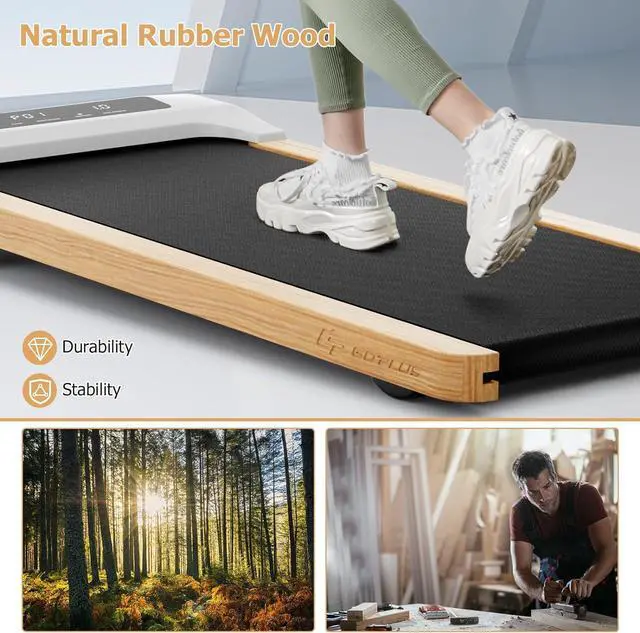 Alt view image 5 of 7 - Goplus Walking Pad, Wooden Under Desk Treadmill for Home and Office, Portable Walking Pad Treadmill Under Desk with Remote Control, 15 Preset Programs, LED Display, Installation-Free