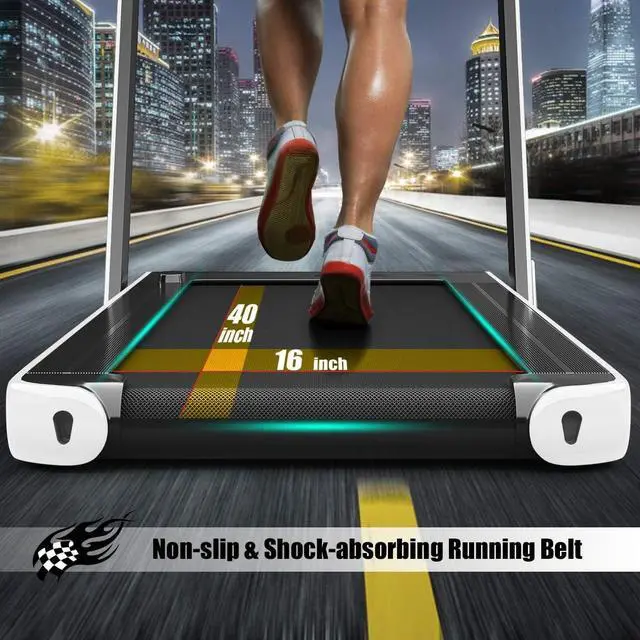 Alt view image 6 of 7 - Goplus 2 in 1 Folding Treadmill with Dual Display, 2.25HP Superfit Under Desk Electric Pad Treadmill, Installation-Free, Blue Tooth Speaker, APP Control, Remote Control, Walking Jogging for Home