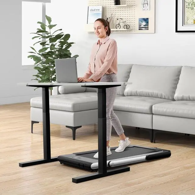 Alt view image 7 of 7 - GYMAX Walking Pad, 2 in 1 Free Installation Under Desk Treadmill with LED Monitor, Smart App/Remote Control & Bluetooth Speaker, Foldable Compact Running Machine for Home Office Small Spaces