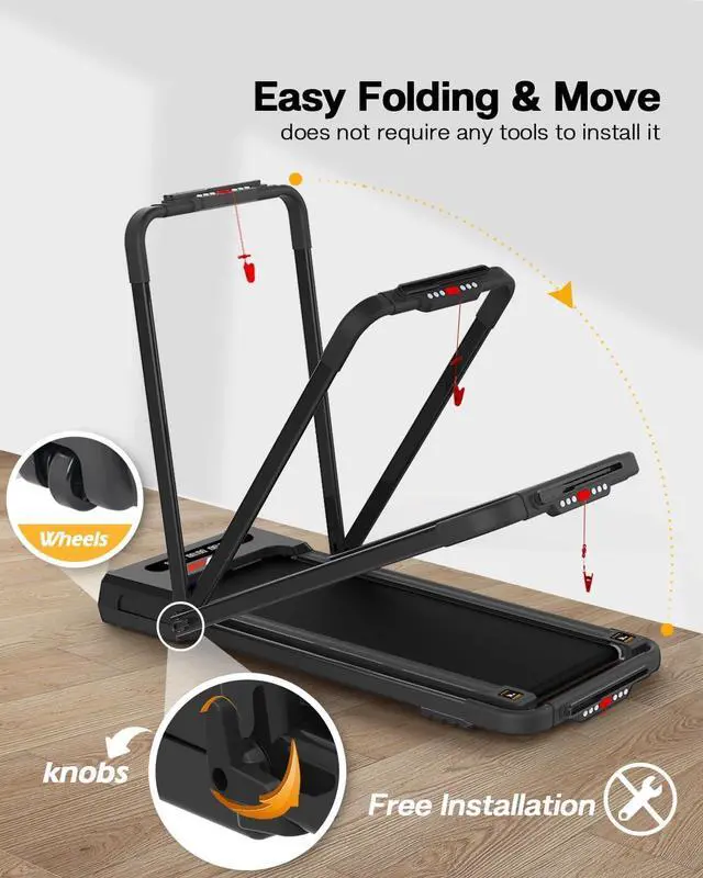 Alt view image 5 of 6 - FYC Under Desk Treadmill - Walking Pad 2 in 1 Folding Treadmill Desk Workstation for Home 300LBS Weight Capacity 3.5HP, Free Installation Foldable Compact Electric Running Machine for Office