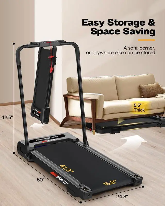 Alt view image 6 of 6 - FYC Under Desk Treadmill - Walking Pad 2 in 1 Folding Treadmill Desk Workstation for Home 300LBS Weight Capacity 3.5HP, Free Installation Foldable Compact Electric Running Machine for Office