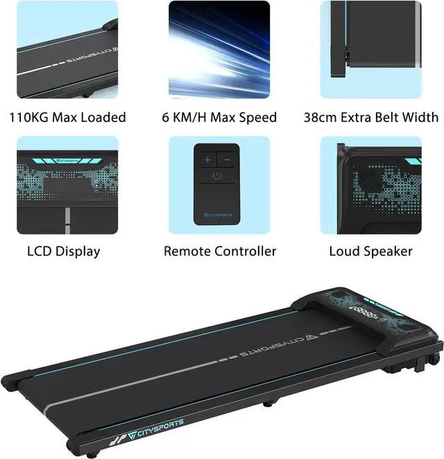 Alt view image 5 of 6 - CITYSPORTS Treadmill Under Desk, Walking Pad Treadmill, Treadmill Ultra Slim & Portable for Home