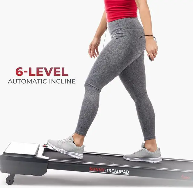 Alt view image 3 of 7 - Sunny Health & Fitness Sleek Compact Smart Treadpad Pacer Dual Mode Walking/Running Treadmill with 6-Level Auto Incline, Remote Control & Exclusive SunnyFit App Enhanced Bluetooth Connectivity