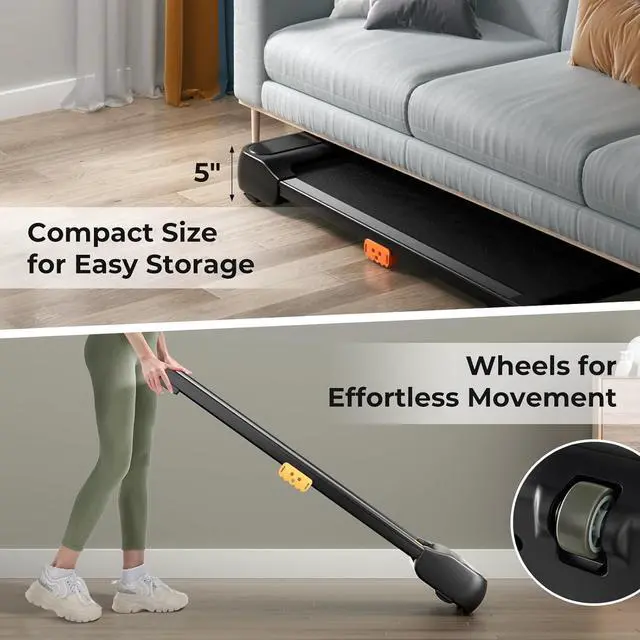 Alt view image 6 of 7 - GYMAX Walking Pad, 2 in 1 Under Desk Treadmill for Home with Watch Remote Control, LED Display, 12 Preset Programs & Pause Function, Portable Compact Running Treadmill for Office Small Space