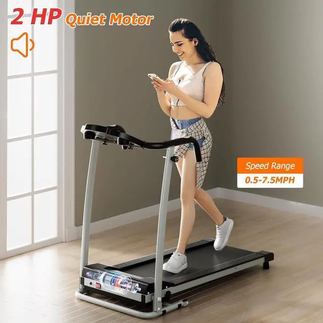Alt view image 6 of 7 - Goplus Foldable Treadmills for Home, Freestanding Folding Treadmill with 12 Preset Programs, Adjustable LCD Display, Pulse Sensors, Portable Compact Treadmill for Walking and Jogging