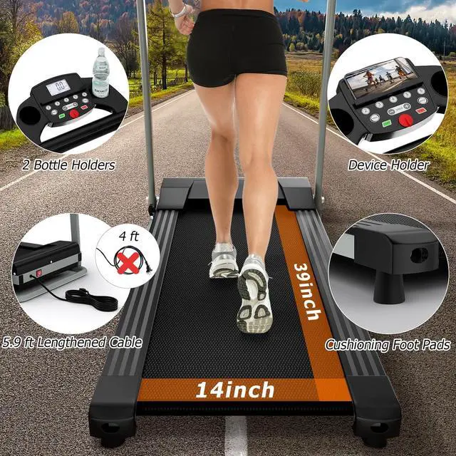 Alt view image 5 of 7 - Goplus Foldable Treadmills for Home, Freestanding Folding Treadmill with 12 Preset Programs, Adjustable LCD Display, Pulse Sensors, Portable Compact Treadmill for Walking and Jogging