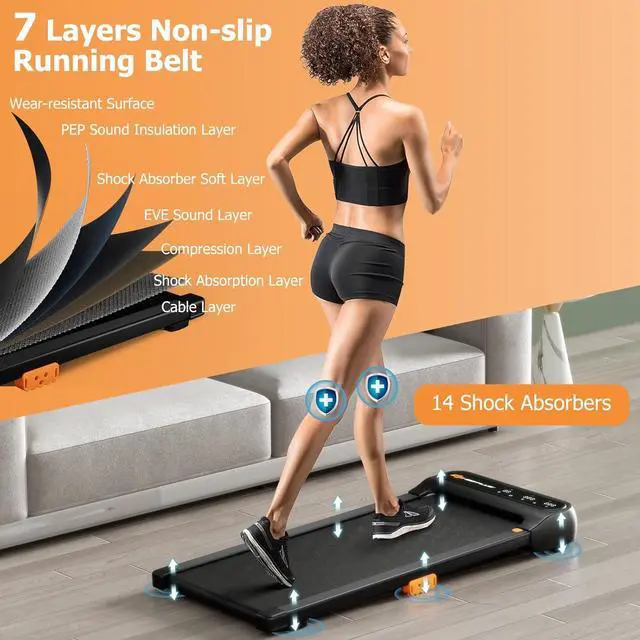 Alt view image 5 of 7 - Goplus Walking Pad, Under Desk Treadmill for Home and Office, Walking Pad Treadmill Under Desk with 265 lbs Capacity, 12 Preset Programs, Watch-Like Remote Control, LED Touch Screen, Installation-Free