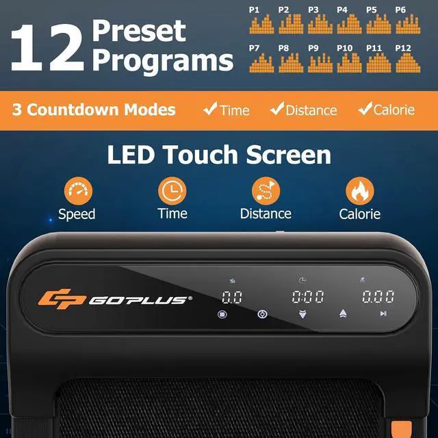 Alt view image 3 of 7 - Goplus Walking Pad, Under Desk Treadmill for Home and Office, Walking Pad Treadmill Under Desk with 265 lbs Capacity, 12 Preset Programs, Watch-Like Remote Control, LED Touch Screen, Installation-Free