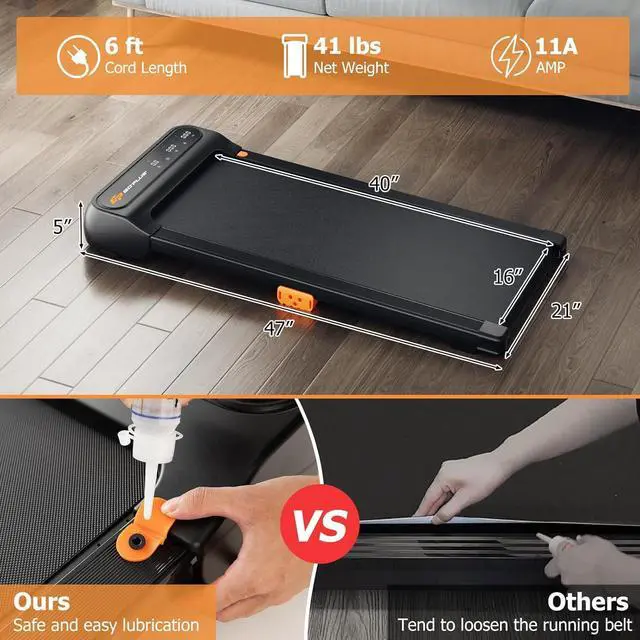Alt view image 7 of 7 - Goplus Walking Pad, Under Desk Treadmill for Home and Office, Walking Pad Treadmill Under Desk with 265 lbs Capacity, 12 Preset Programs, Watch-Like Remote Control, LED Touch Screen, Installation-Free