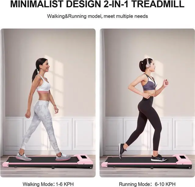 Alt view image 6 of 7 - Walking Pad Treadmill Under Desk, 6.2MPH Standing Desk Treadmill for Home & Office Use, 2.5HP Quiet Flat Running Machine with Remote Control, Installation Free, Easy to Move