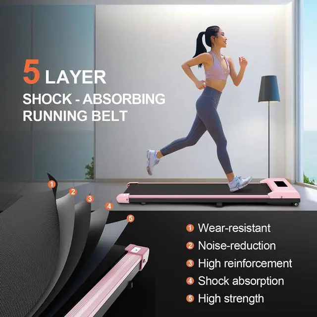 Alt view image 4 of 7 - Walking Pad Treadmill Under Desk, 6.2MPH Standing Desk Treadmill for Home & Office Use, 2.5HP Quiet Flat Running Machine with Remote Control, Installation Free, Easy to Move