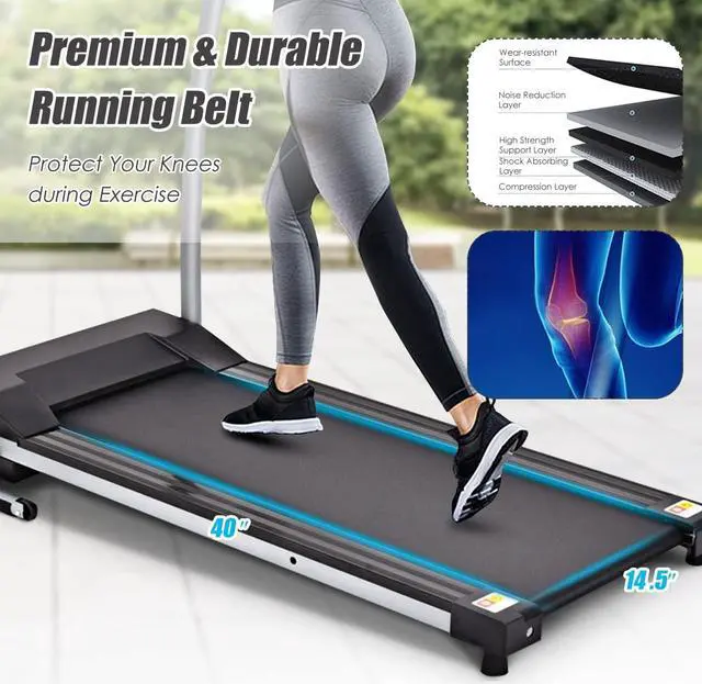 Alt view image 4 of 7 - Goplus Folding Treadmill, Electric Running Machine with LED Display and Mobile Phone Holder, Portable Compact Superfit Treadmill for Home Office