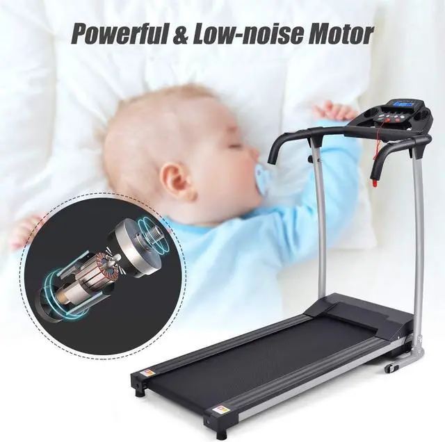 Alt view image 6 of 7 - Goplus Folding Treadmill, Electric Running Machine with LED Display and Mobile Phone Holder, Portable Compact Superfit Treadmill for Home Office