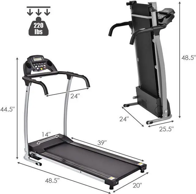 Alt view image 7 of 7 - Goplus Folding Treadmill, Electric Running Machine with LED Display and Mobile Phone Holder, Portable Compact Superfit Treadmill for Home Office