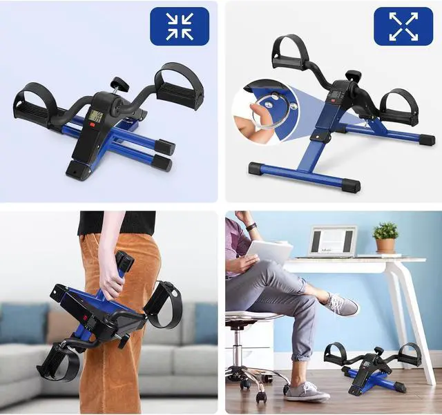 Alt view image 3 of 7 - Uten Folding Pedal Exerciser, Under Desk Bike Pedal Exerciser, Mini Under Desk Exercise Bike Foot Hand Cycle Portable, Arm and Leg Exercise Peddler Machine with LCD Monitor