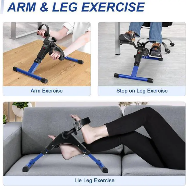 Alt view image 6 of 7 - Uten Folding Pedal Exerciser, Under Desk Bike Pedal Exerciser, Mini Under Desk Exercise Bike Foot Hand Cycle Portable, Arm and Leg Exercise Peddler Machine with LCD Monitor