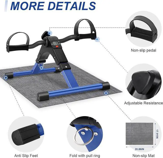 Alt view image 2 of 7 - Uten Folding Pedal Exerciser, Under Desk Bike Pedal Exerciser, Mini Under Desk Exercise Bike Foot Hand Cycle Portable, Arm and Leg Exercise Peddler Machine with LCD Monitor