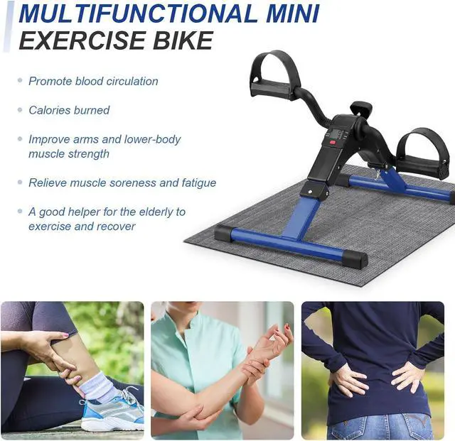 Alt view image 5 of 7 - Uten Folding Pedal Exerciser, Under Desk Bike Pedal Exerciser, Mini Under Desk Exercise Bike Foot Hand Cycle Portable, Arm and Leg Exercise Peddler Machine with LCD Monitor