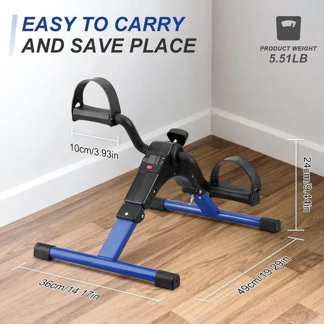 Alt view image 7 of 7 - Uten Folding Pedal Exerciser, Under Desk Bike Pedal Exerciser, Mini Under Desk Exercise Bike Foot Hand Cycle Portable, Arm and Leg Exercise Peddler Machine with LCD Monitor