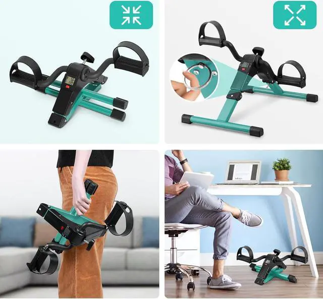 Alt view image 3 of 7 - Uten Folding Pedal Exerciser, Under Desk Bike Pedal Exerciser, Mini Under Desk Exercise Bike Foot Hand Cycle Portable, Arm and Leg Exercise Peddler Machine with LCD Monitor