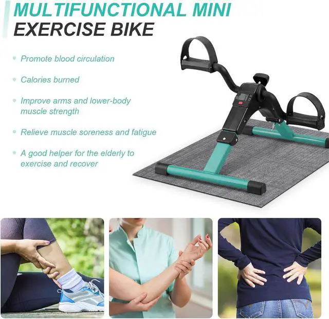 Alt view image 6 of 7 - Uten Folding Pedal Exerciser, Under Desk Bike Pedal Exerciser, Mini Under Desk Exercise Bike Foot Hand Cycle Portable, Arm and Leg Exercise Peddler Machine with LCD Monitor