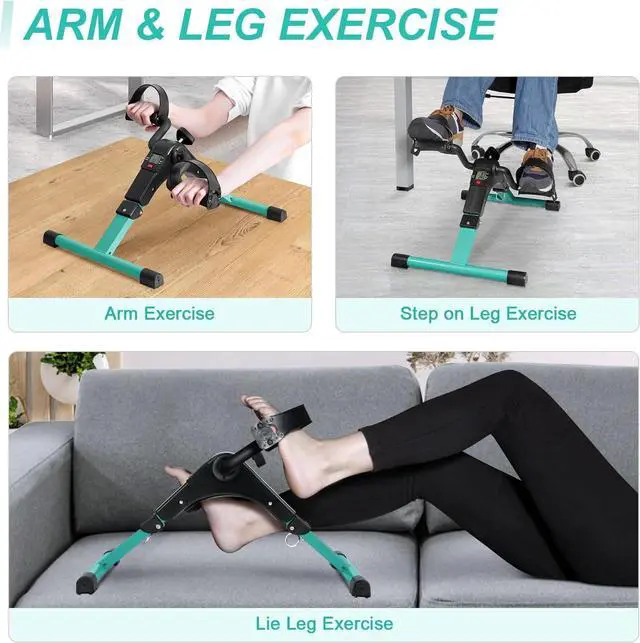 Alt view image 7 of 7 - Uten Folding Pedal Exerciser, Under Desk Bike Pedal Exerciser, Mini Under Desk Exercise Bike Foot Hand Cycle Portable, Arm and Leg Exercise Peddler Machine with LCD Monitor
