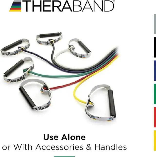 Alt view image 6 of 7 - THERABAND Resistance Tubes, Professional Latex Elastic Tubing with Soft Handles For Physical Therapy, Lower Pilates, At-Home Workouts, and Rehab, 50 Inch, Black, Special Heavy, Advanced Level 1