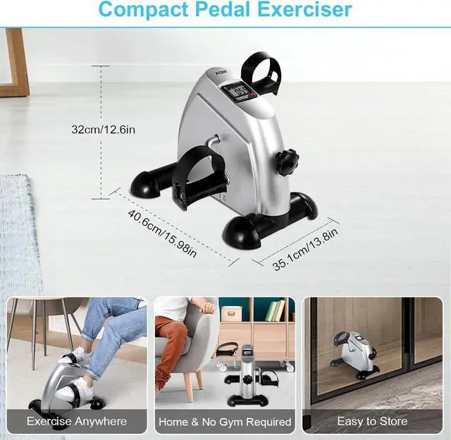 Alt view image 5 of 7 - Mini Exercise Bike, AGM Under Desk Bike Pedal Exerciser Foot Cycle Arm & Leg Pedal Exerciser with LCD Screen Displays