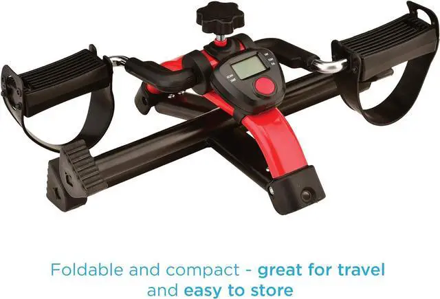 Alt view image 2 of 7 - NOVA Medical Products Pedal Exerciser with Digital Display Tracker, Foldable Hand and Foot Cycle Exerciser, Great for Home, Office or Travel, Red