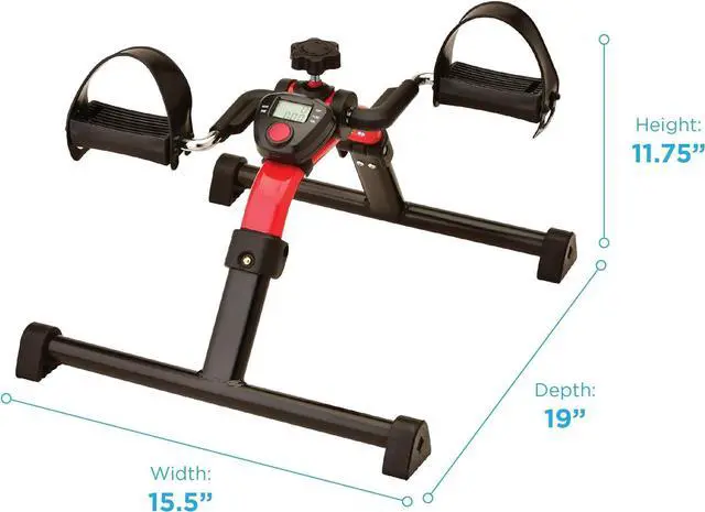 Alt view image 5 of 7 - NOVA Medical Products Pedal Exerciser with Digital Display Tracker, Foldable Hand and Foot Cycle Exerciser, Great for Home, Office or Travel, Red