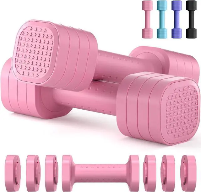 Main image of Adjustable Dumbbell Set of 2, 4 in 1 Free Weights Dumbbells Set for Women, Hand Weights for Women at Home, Each 2lb 3lb 4lb 5lb with TPU Soft Rubber Handle for Home Gym Exercise Training