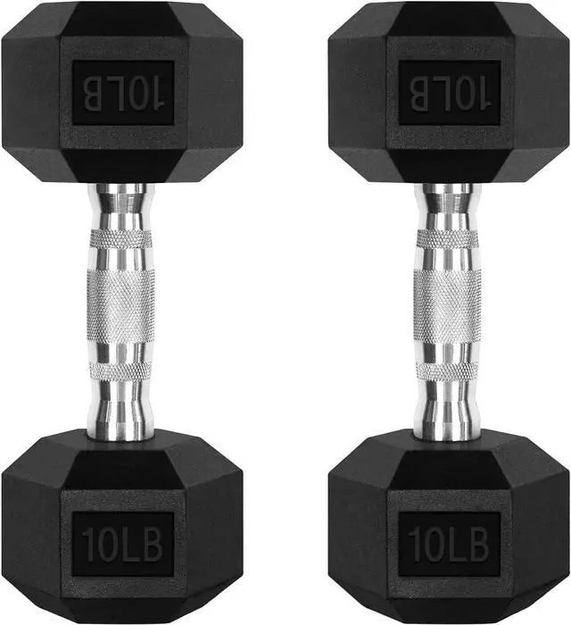 Main image of RitFit Rubber Coated Hex Dumbbell Weights Set for Home Gym