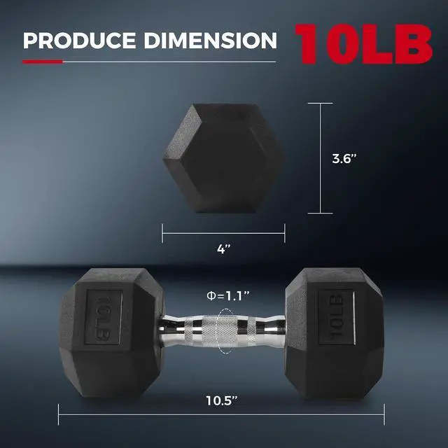 Alt view image 2 of 7 - RitFit Rubber Coated Hex Dumbbell Weights Set for Home Gym