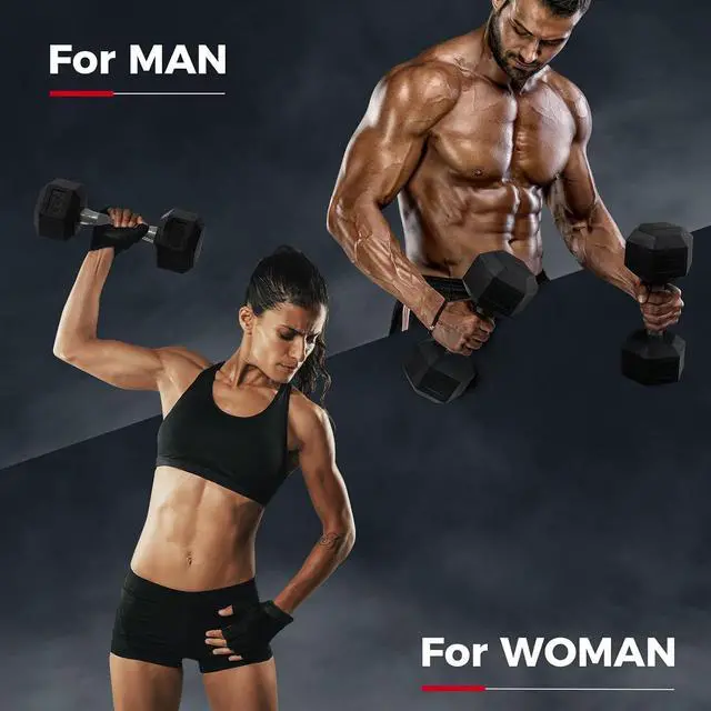 Alt view image 5 of 7 - RitFit Rubber Coated Hex Dumbbell Weights Set for Home Gym