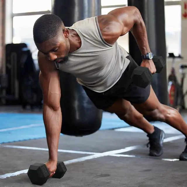Alt view image 7 of 7 - RitFit Rubber Coated Hex Dumbbell Weights Set for Home Gym