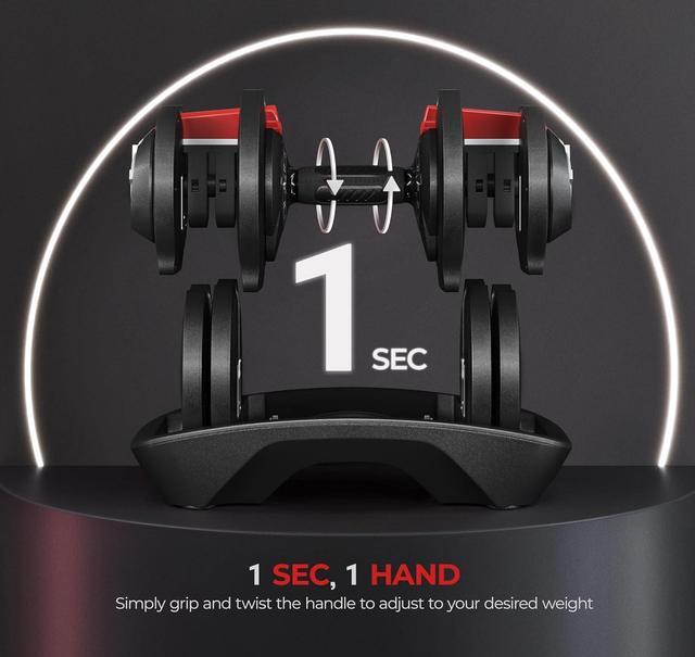Alt view image 3 of 7 - Yaheetech Adjustable Dumbbell Set 40LB/52.5LB/90LB Adjustable Dumbbells Fast Adjust Dumbbell Weight Set with Anti-Slip Handle and Tray for Men/Women Home Gym Strength Training Equipment Single/Pair