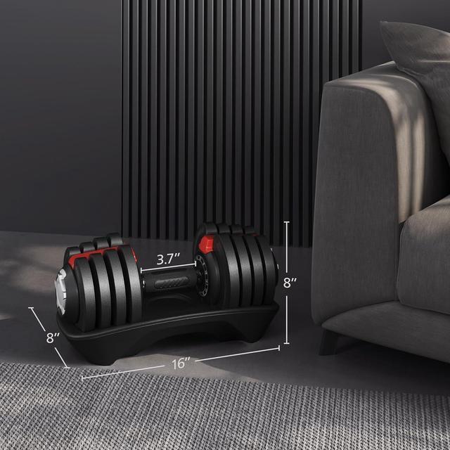 Alt view image 5 of 7 - Yaheetech Adjustable Dumbbell Set 40LB/52.5LB/90LB Adjustable Dumbbells Fast Adjust Dumbbell Weight Set with Anti-Slip Handle and Tray for Men/Women Home Gym Strength Training Equipment Single/Pair