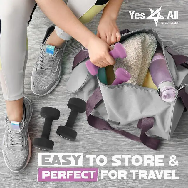 Alt view image 5 of 7 - Yes4All Neoprene Coated Dumbbell Hand Weight Sets of 2 - Multiple Weight Options with 15 Colors, Anti-roll, Anti-Slip, Hexagon Shape