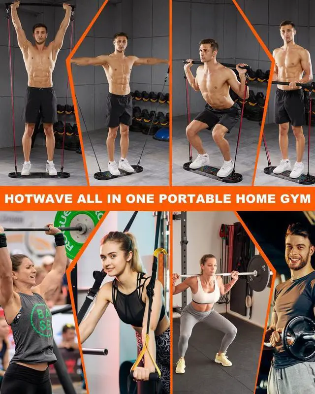 Alt view image 3 of 6 - HOTWAVE Portable Exercise Equipment with 16 Gym Accessories.20 in 1 Push Up Board Fitness,Resistance Bands with Ab Roller Wheel,Home Workout for Men