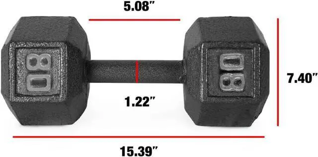 Alt view image 3 of 7 - WF Athletic Supply Cast Iron Solid Hexagon Gray/Black Dumbbells, Strength Training Free Weights Set of 2 for Women and Men, Hand Weights Sold by Pairs, Multi-Select Size Options Available