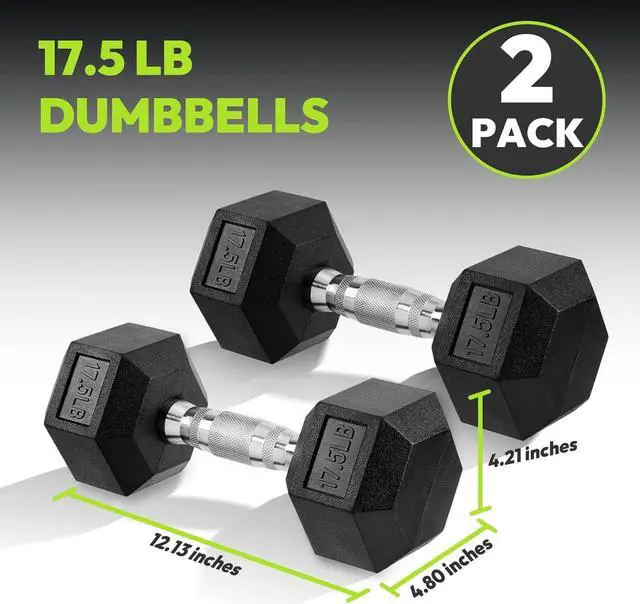 Alt view image 2 of 7 - Hex Dumbbell Set, 3-50 lb Rubber Encased Exercise & Fitness Dumbbells, Weights Dumbbells Set of 2, Hand Weight for Strength Training (Single, Pair, Set)