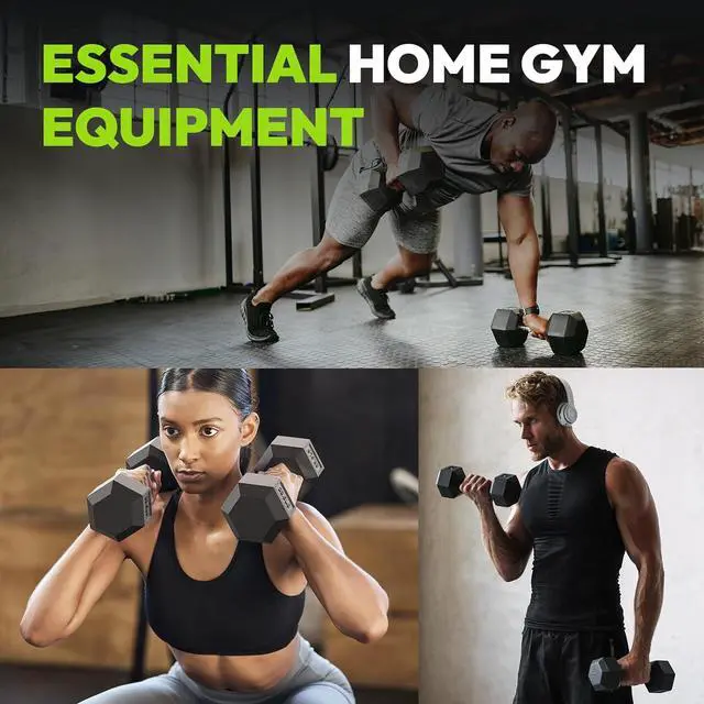 Alt view image 5 of 7 - Hex Dumbbell Set, 3-50 lb Rubber Encased Exercise & Fitness Dumbbells, Weights Dumbbells Set of 2, Hand Weight for Strength Training (Single, Pair, Set)