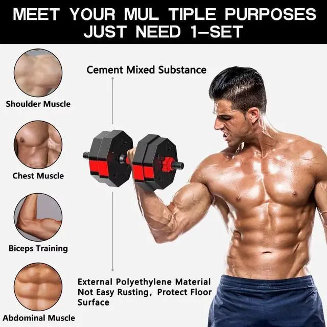 Alt view image 4 of 7 - Adjustable Weights Dumbbells Set, 20/30/40/60/80lbs Non-Rolling Adjustable Dumbbell Set, Free Weights Dumbbells Set Hexagon, Weights Set for Home Gym